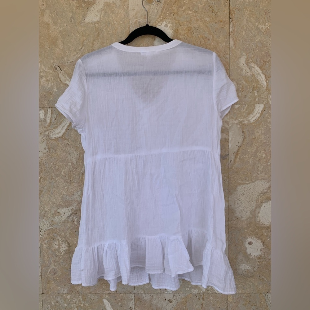 White V-Neck Short Sleeve Dress - Picture 5 of 10